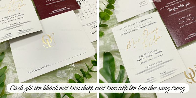 Cách ghi tên khách mời trên thiệp cưới trực tiếp lên bao thư sang trọng