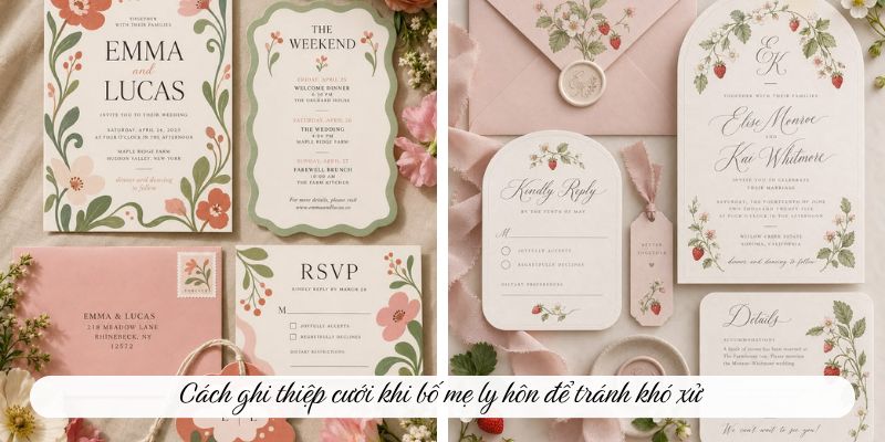 Cách ghi thiệp cưới khi bố mẹ ly hôn để tránh khó xử