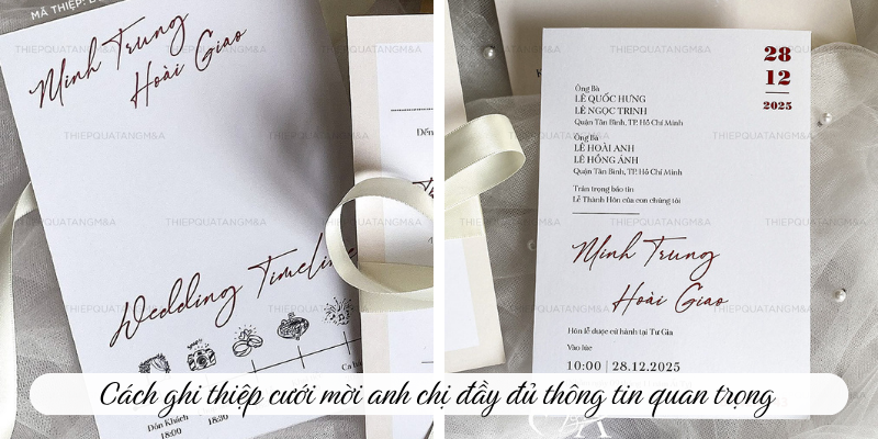 Cách ghi thiệp cưới mời anh chị đầy đủ thông tin quan trọng