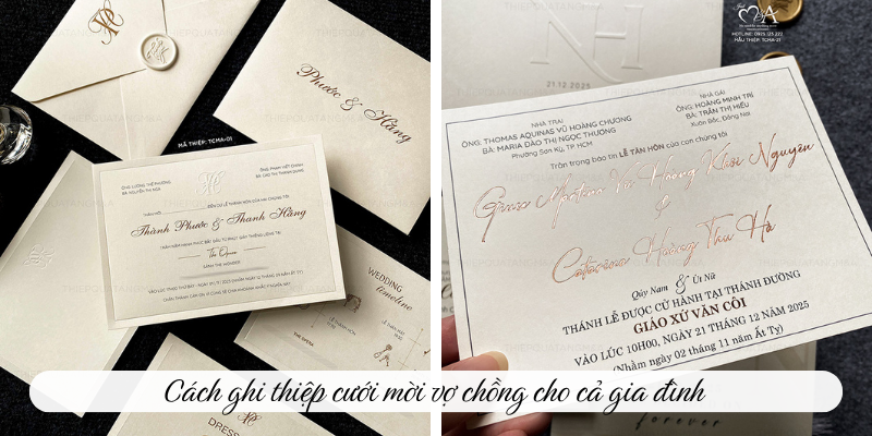 Cách ghi thiệp cưới mời vợ chồng cho cả gia đình