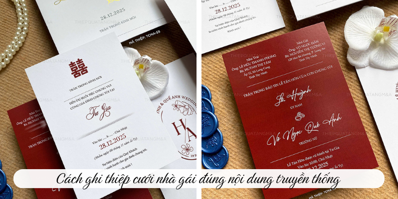 Cách ghi thiệp cưới nhà gái đúng nội dung truyền thống