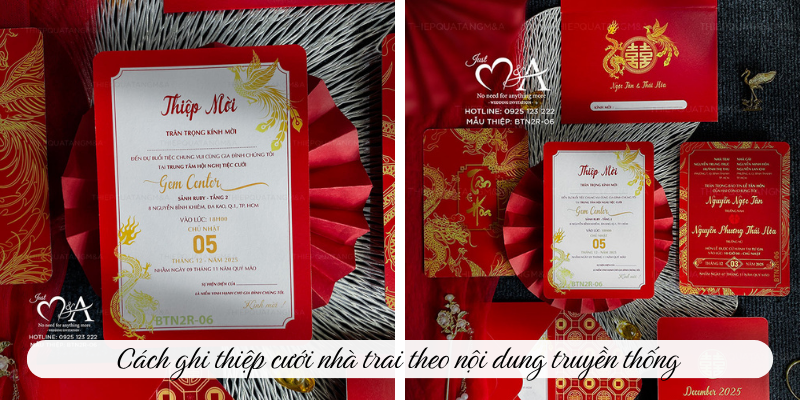 Cách ghi thiệp cưới nhà trai theo nội dung truyền thống