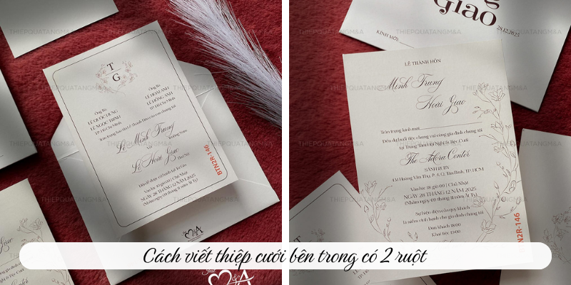 Cách viết thiệp cưới bên trong có 2 ruột 