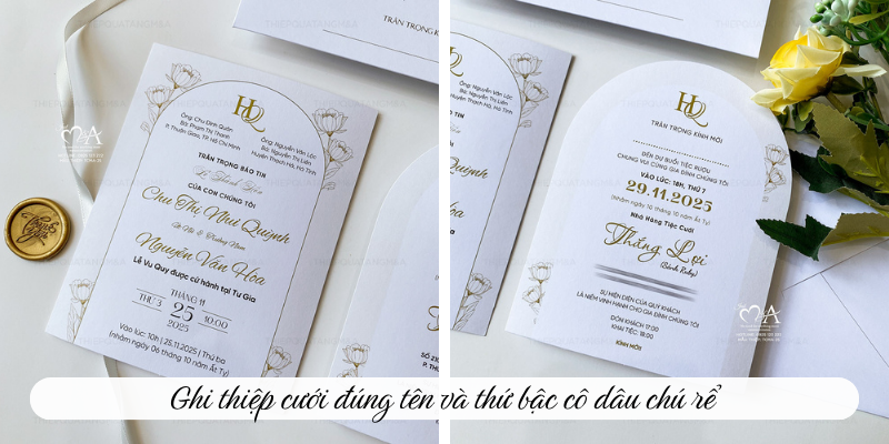 Ghi thiệp cưới đúng tên và thứ bậc cô dâu chú rể