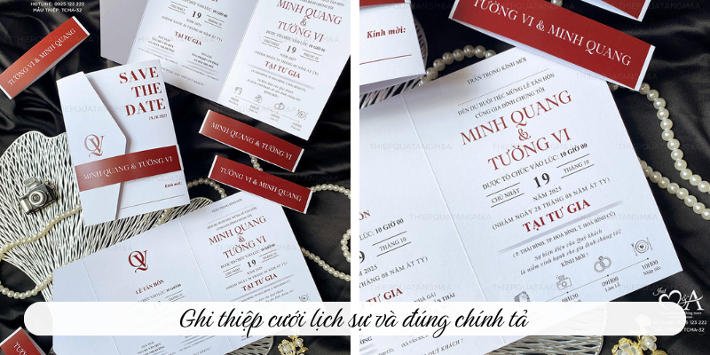 Ghi thiệp cưới lịch sự và đúng chính tả 