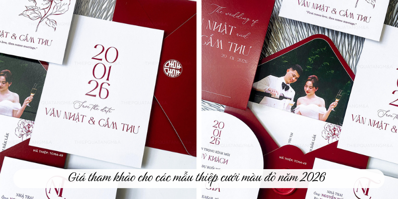 Giá tham khảo cho mẫu thiệp cưới màu đỏ năm 2026