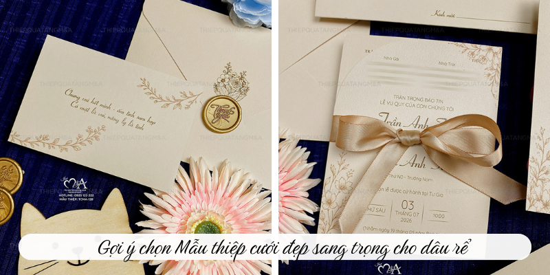 Gợi ý chọn mẫu thiệp cưới đẹp sang trọng cho dâu rể