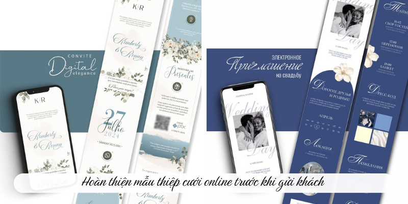 Hoàn thiện thiệp cưới online trước khi gửi khách