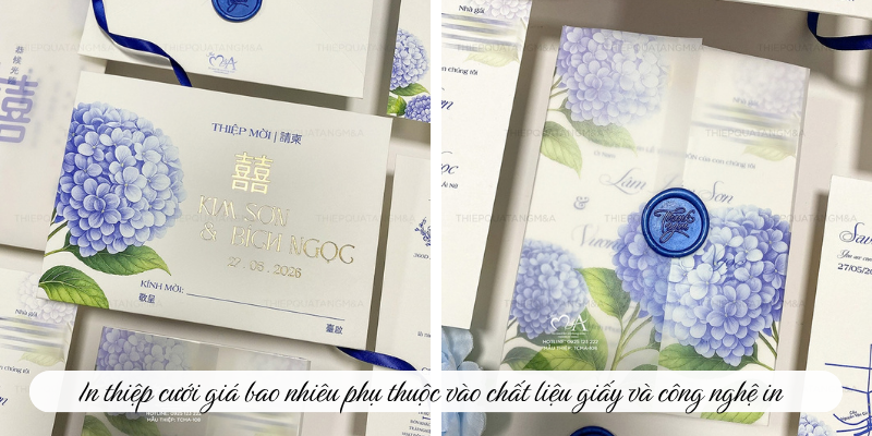 In thiệp cưới giá bao nhiêu phụ thuộc vào chất liệu giấy và công nghệ in 