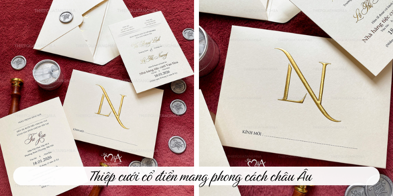 Mẫu thiệp cưới phong cách Châu Âu cổ điển