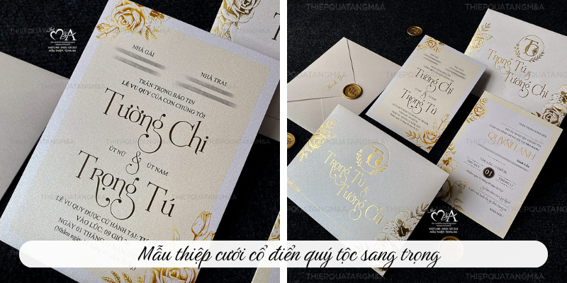 Mẫu thiệp cưới cổ điển quý tộc sang trọng 