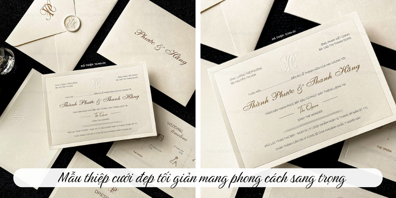 Mẫu thiệp cưới đẹp tối giản mang phong cách sang trọng 