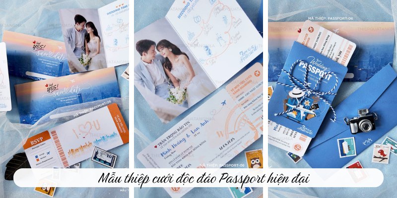 Mẫu thiệp cưới độc đáo passport hiện đại