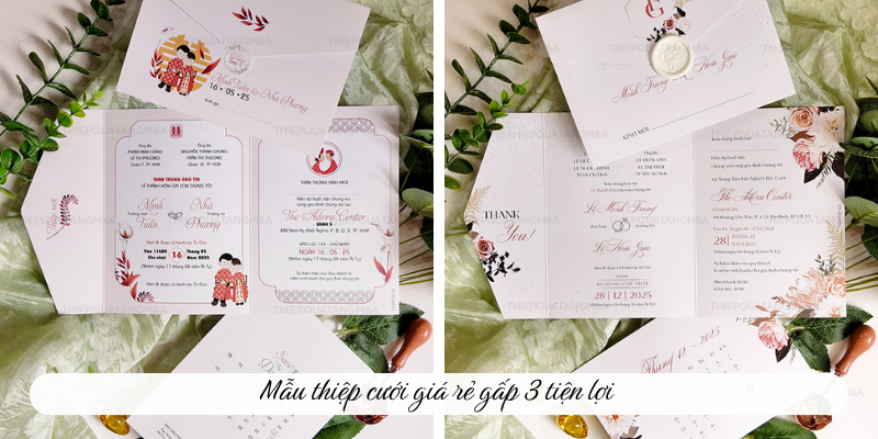Mẫu thiệp cưới giá rẻ gấp 3 tiện lợi