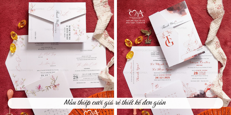 Mẫu thiệp cưới giá rẻ thiết kế đơn giản