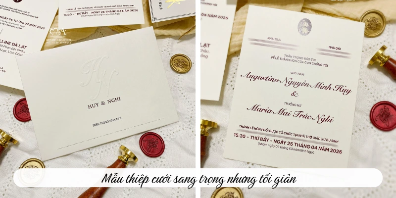 Mẫu thiệp cưới sang trọng nhưng tối giản