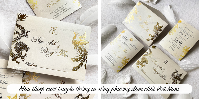 Thiệp cưới in rồng phượng đậm chất Việt Nam