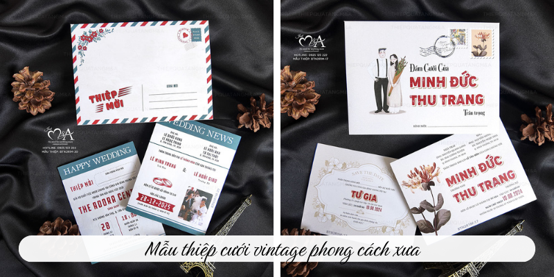 Mẫu thiệp cưới vintage phong cách xưa