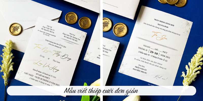 Mẫu viết thiệp cưới đơn giản 