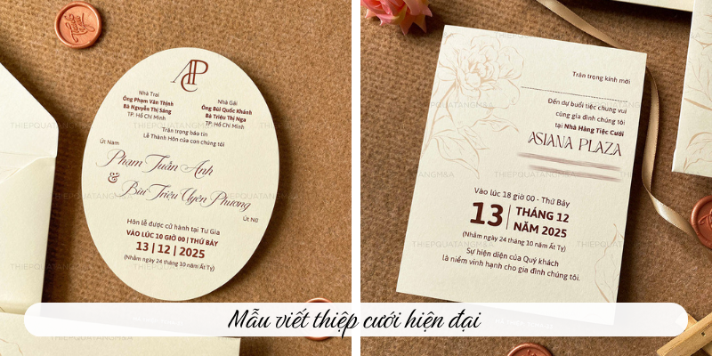 Mẫu viết thiệp cưới hiện đại 