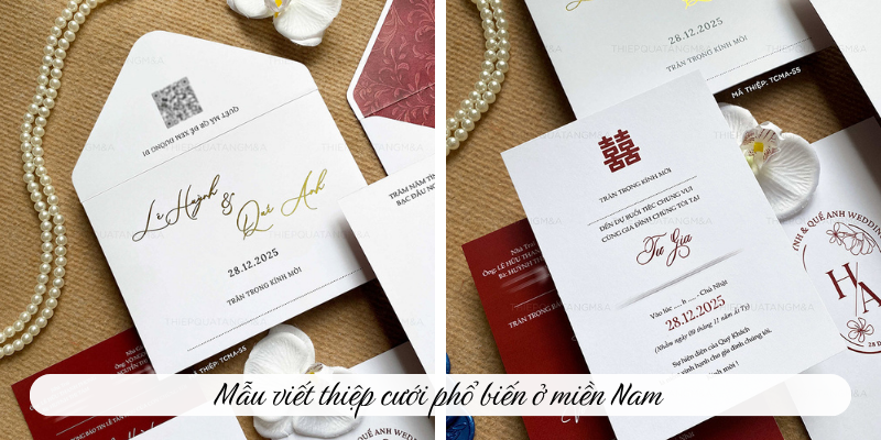 Mẫu viết thiệp cưới phổ biến ở miền Nam