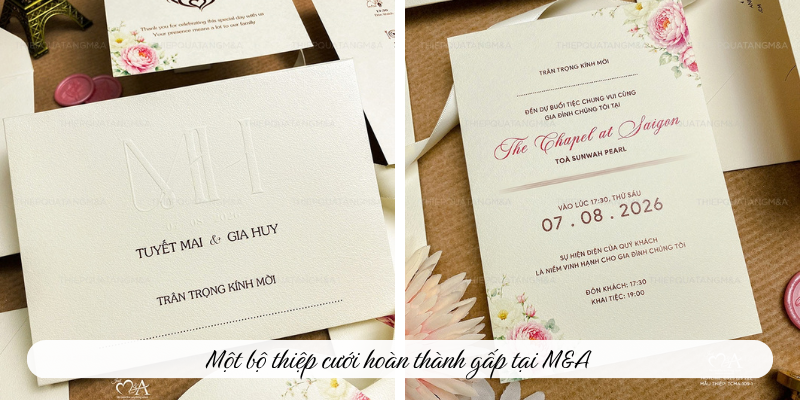 Một bộ thiệp cưới hoàn thành gấp tại M&A