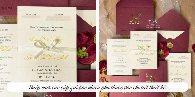 Thiệp cưới cao cấp giá bao nhiêu phụ thuộc vào chi tiết thiết kế 