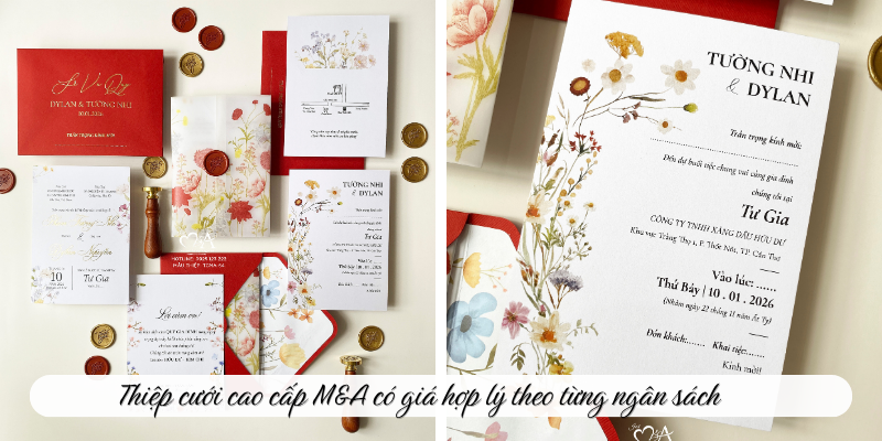 Thiêp cưới cao cấp M&A có giá hợp lý theo từng ngân sách