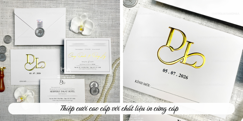 Thiêp cưới cao cấp với chất liệu in cứng cáp