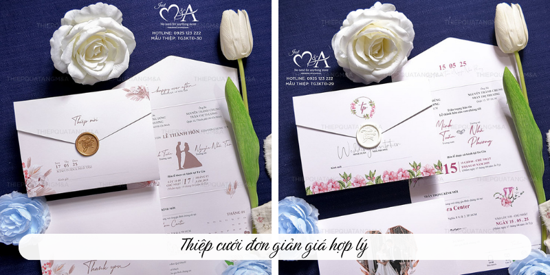 Thiệp cưới đơn giản giá hợp lý