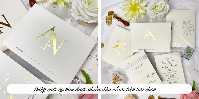 Thiêp cưới ép kim được nhiều dâu rể ưu tiên lựa chọn