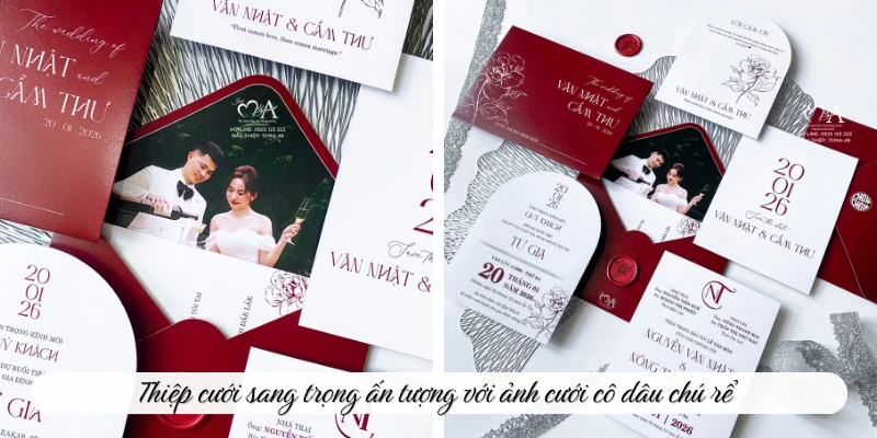 Thiệp cưới sang trọng ấn tượng với ảnh cưới cô dâu chú rể