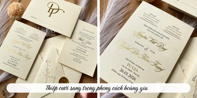 Thiệp cưới sang trọng phong cách hoàng gia