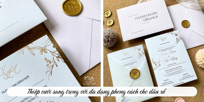 Mẫu thiệp cưới sang trọng với đa dạng phong cách cho dâu rể