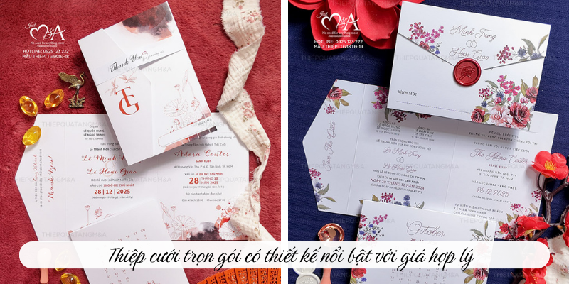 Thiệp cưới có thiết kế nổi bật với giá cả hợp lý