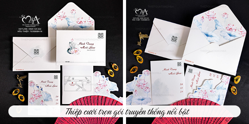 Thiệp cưới trọn truyền thống nổi bật