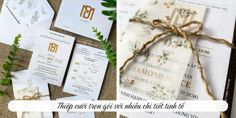Thiệp cưới trọn gói với nhiều chi tiết tinh tế 