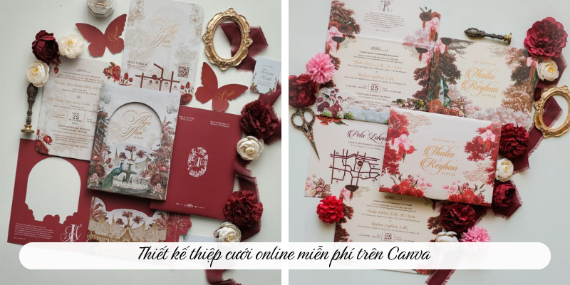Thiết kế thiệp cưới online miễn phí trên canva