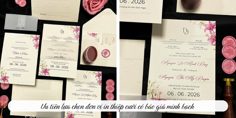 Ưu tiên lựa chọn đơn vị in thiệp cưới có báo giá minh bạch