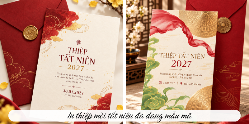 In thiệp mời tất niên đa dạng mẫu mã