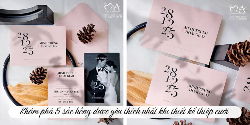 Khám phá 5 sắc hồng được yêu thích nhất khi thiết kế thiệp cưới 