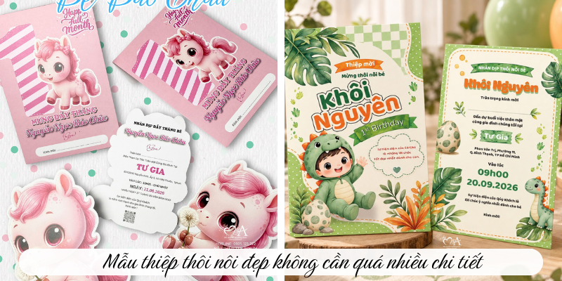 Mẫu thiệp thôi nôi đẹp không cần quá nhiều chi tiết 