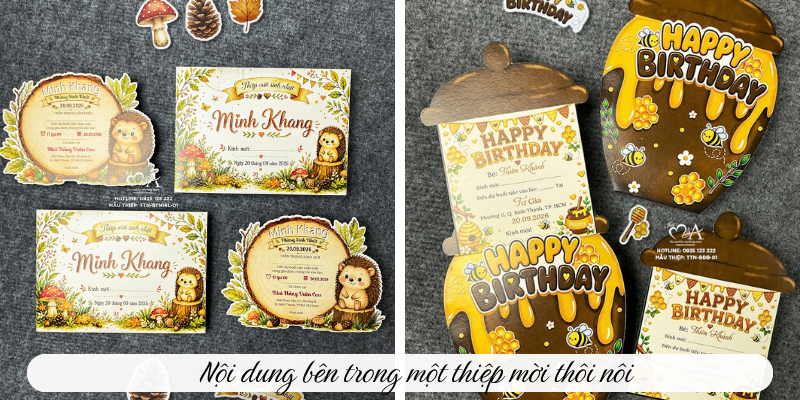 Nội dung bên trong một thiệp mời thôi nôi