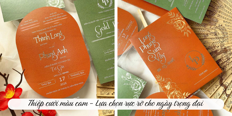 Thiệp cưới màu cam - Lựa chọn rực rỡ cho ngày trọng đại