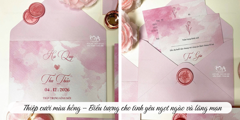 Thiệp cưới màu hồng – Biểu tượng cho tình yêu ngọt ngào và lãng mạn 