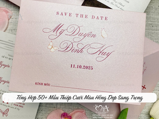 Thiệp cưới màu hồng