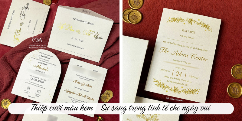 Thiệp cưới màu kem - Sự sang trọng tinh tế cho ngày vui