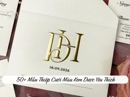 Thiệp cưới màu kem