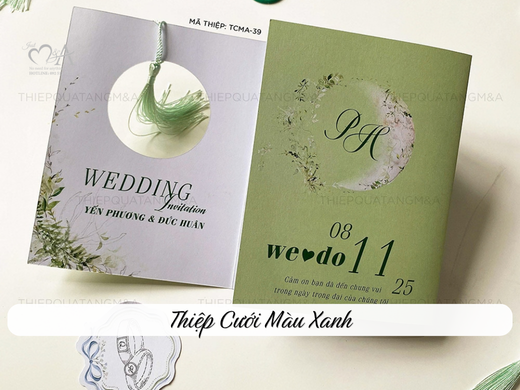 Thiệp cưới màu xanh