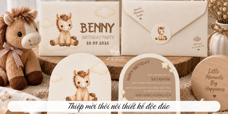 Thiệp mời thôi nôi thiết kế độc đáo